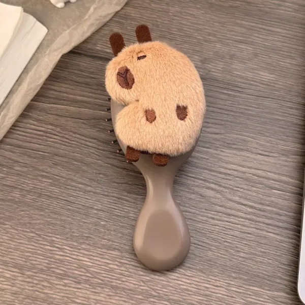 Cute Fluffy Capybara Design Hair Brush Girls Hair Styling Air Cushion Comb Small
