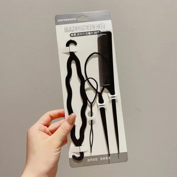 Black Hair Curlers (4PCS) - Portable Styling Tools for Gorgeous Hairstyles