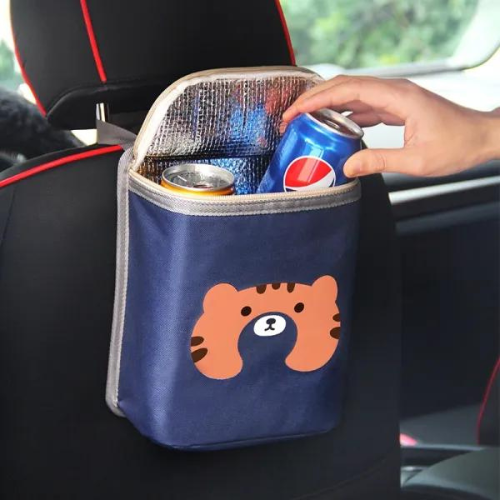 Insulated Blue Animal Print Car Seat Back Storage Bag