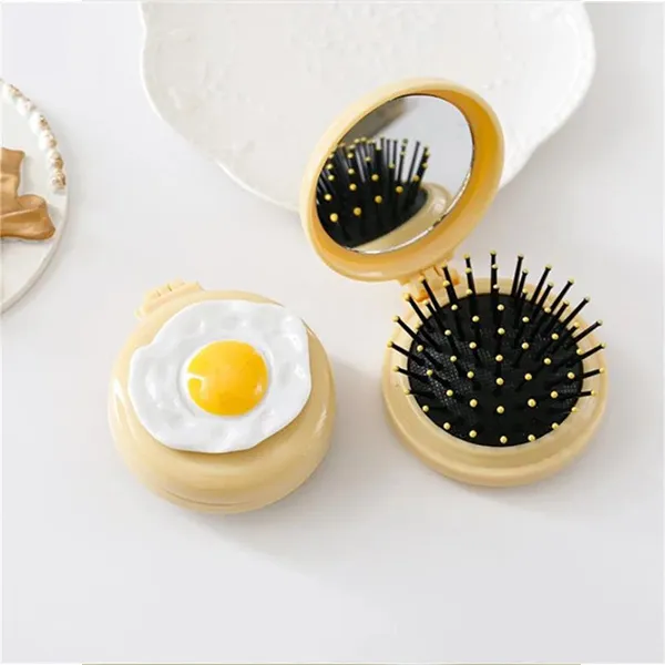 Creative Egg Design Mini Portable Air Cushion Comb Foldable Hairbrush Makeup Mir