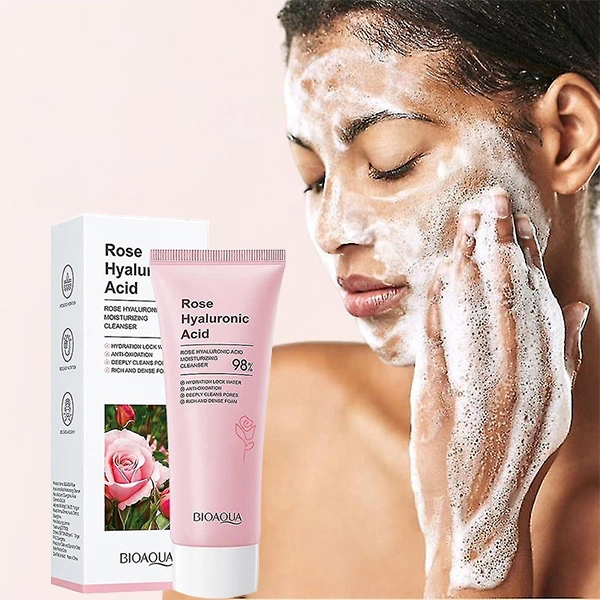 Rose Hyaluronic Acid Facial Cleanser Deep Pores Cleaning Face Moisturizing Clean