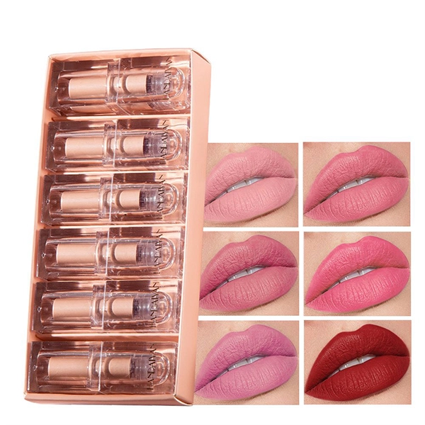 Waterproof Matte Lipstick Set - 6pcs Crystal Square Design Women