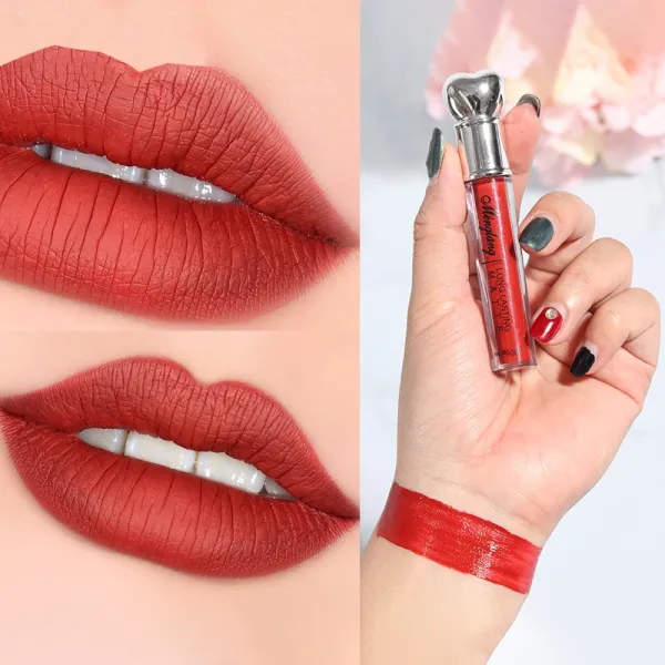 Retro Red Lip Glaze Matte Lip Gloss - Long Lasting Waterproof - Full Coverage Li