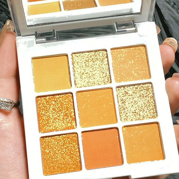 Sunset Red Brown Eyeshadow Palette Full Coverage 9 Intense Colors