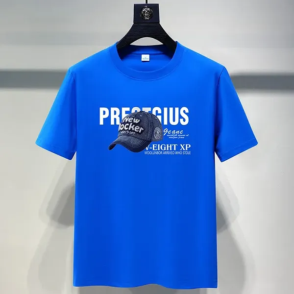 Letter Print Crew Neck Short Sleeves Sports Casual Wear Men T-Shirt