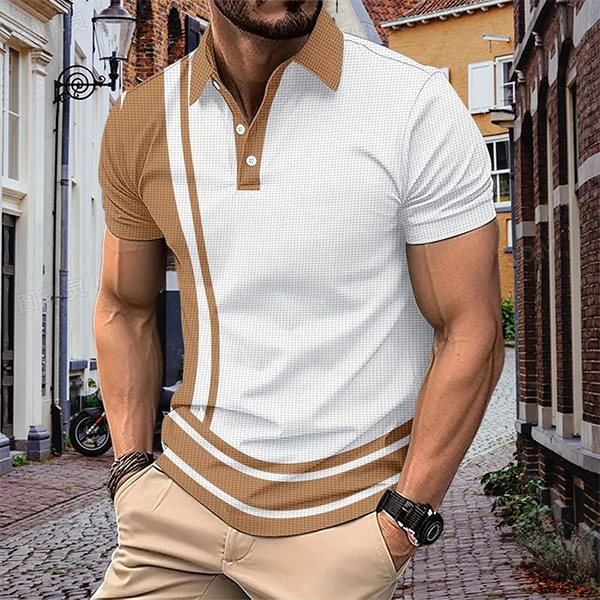Premium Cotton Fabric Two Tone Men Polo Shirt Button Closure Collar Neck Short S