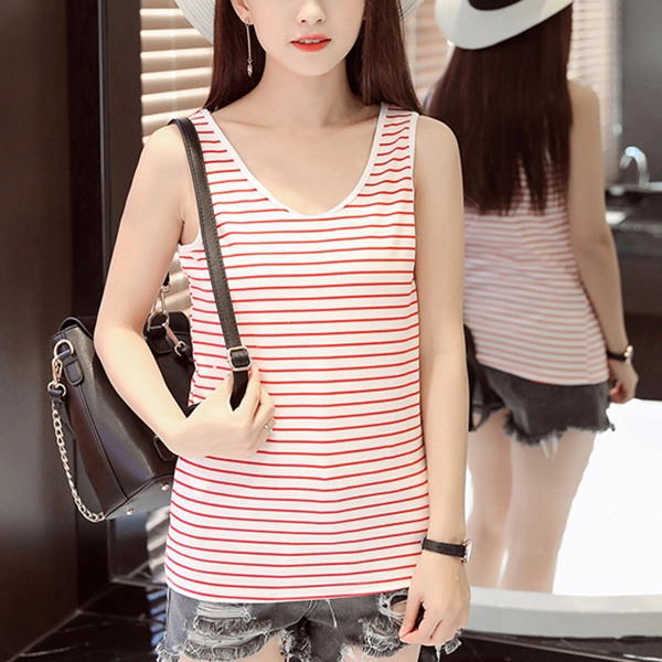 Stylish Red Stripe Tank Top for Women Valentine's Day Edition