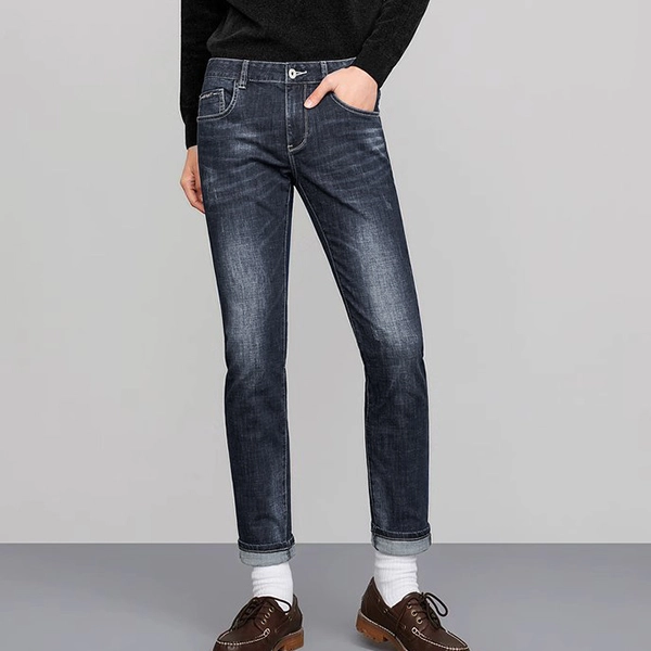 Black Denim Fashion Pant Athletic Fit Tapered Straight Leg 5-Pocket Jean for Men