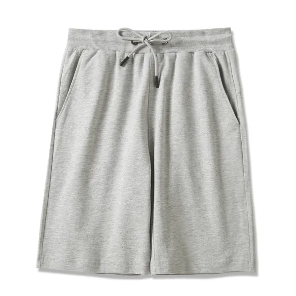 Gray Color Elastic Waist Drawstring Closure Casual Wear Joggers Cotton Shorts Fo