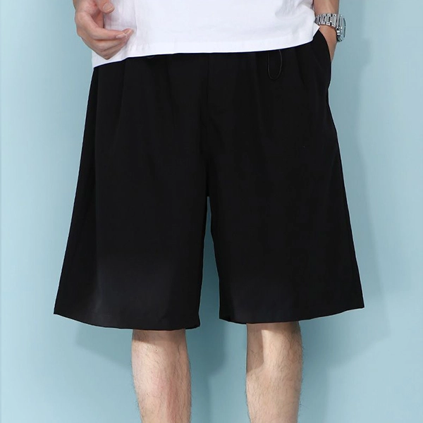 Black Baggy Knee Length Shorts with Pockets - Men's Summer Casual Wear