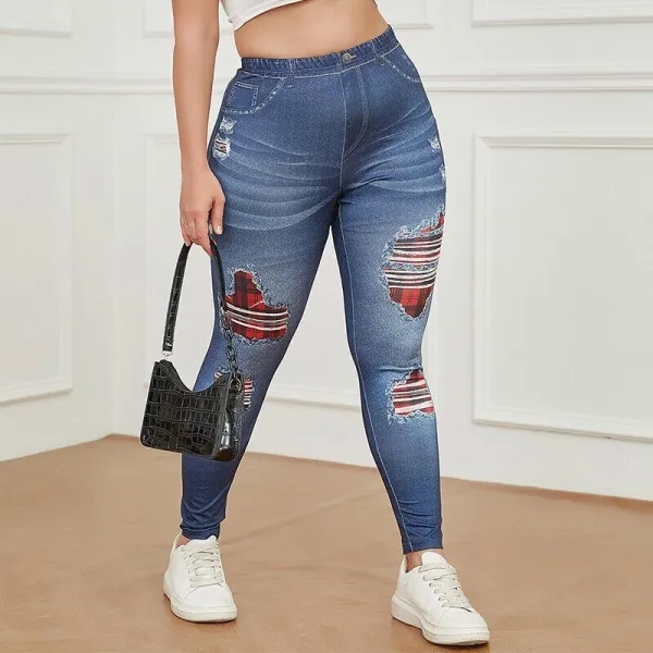 Ripped Design Jeans for Women - Comfortable & Stylish - Blue Denim Pants