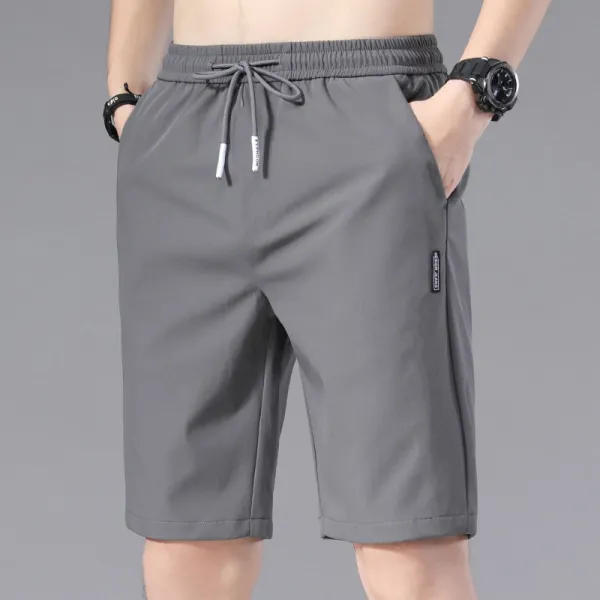 Solid Color Drawstring Men Summer Wear Shorts, Comfortable Double Pocket Running