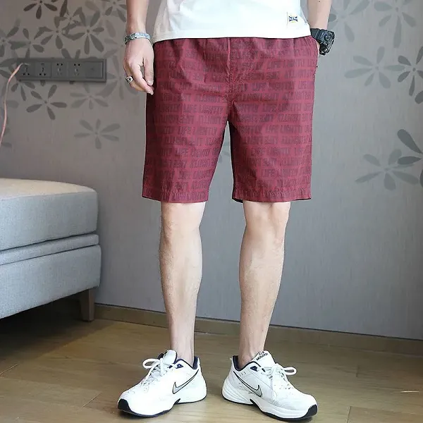 Men's Letter Print Beach Shorts - Loose Fit High Quality Polyester Eye-Catching