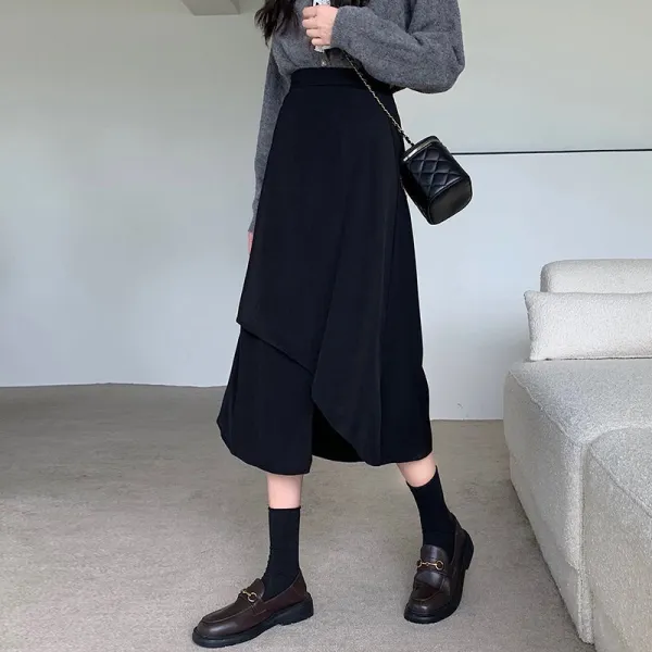 Black Flared A-Line Summer Long Skirt