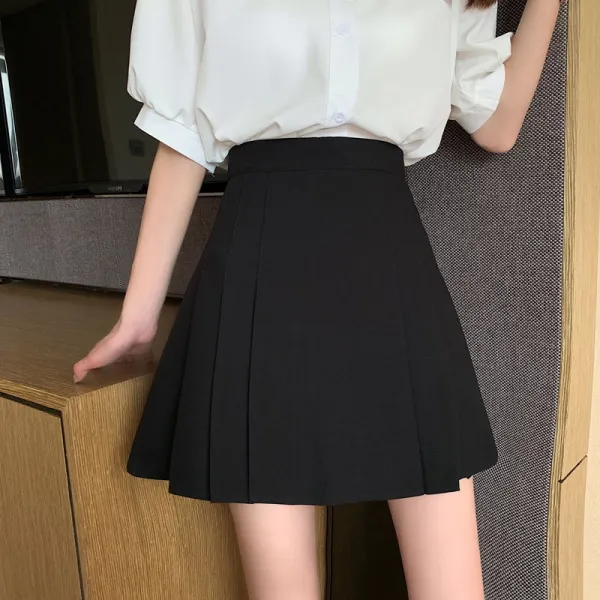 Black A-Line Mini Skirt Trendy Summer Fashion for Women