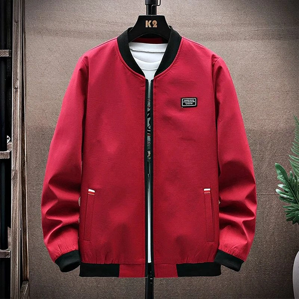 Men's Premium Wine Red Winter Jacket Stay Warm & Stylish with Zip-Up Windbreaker