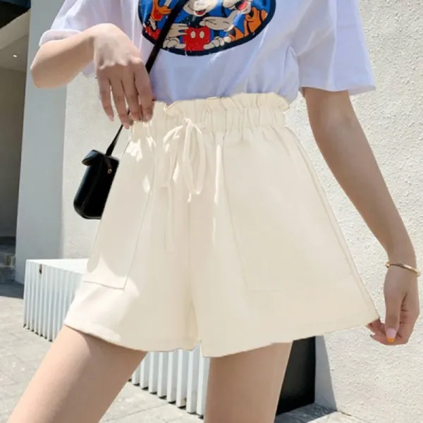 Women's Shorts High Waist Elastic Wide Legs Loose Pants Outer wear Girls Bottom