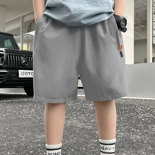 Men's Grey Nylon Sports Shorts - Lightweight Quick-dry for Gym & Jogging