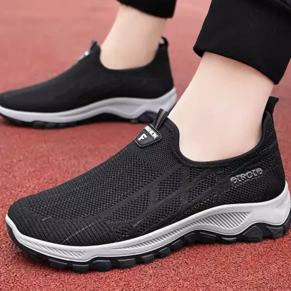 Breathable Hollow Mesh Slip-On Men Fashionable Casual Flat Walking Sports Sneake