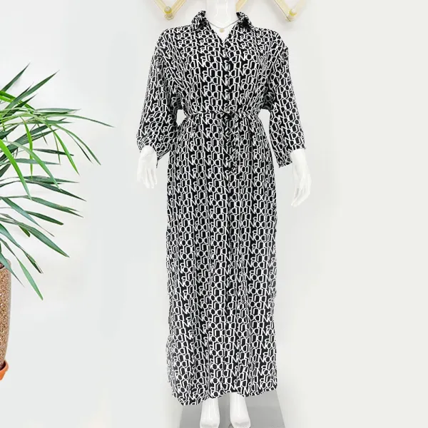 2 Pcs Women Long Sleeve Dress Round Neck with Bottom Maxi Dress Girls Casual Par