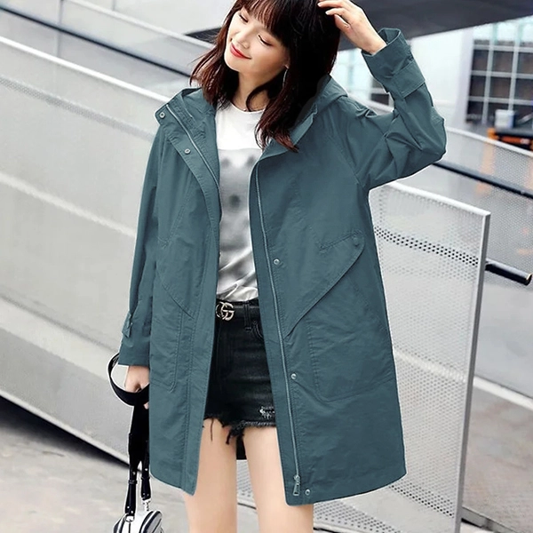 Blue Zip Front Hoodie Jacket - Stay Cozy & Chic (Women)