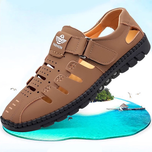 Stitch Hollow Detail Buckle Velcro Closure Durable Men's Lightweight Breathable