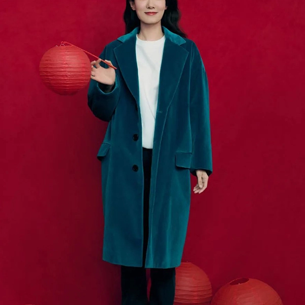 Lapel Neck Full Sleeves Fashionable Outfit Matching Blazer Button-Up Blue Coat J