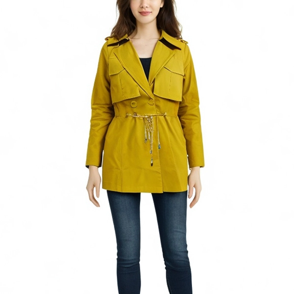 Lapel Neck Full Sleeves Dual Pocket Design Casual Wear Winter Coat Women Jacket