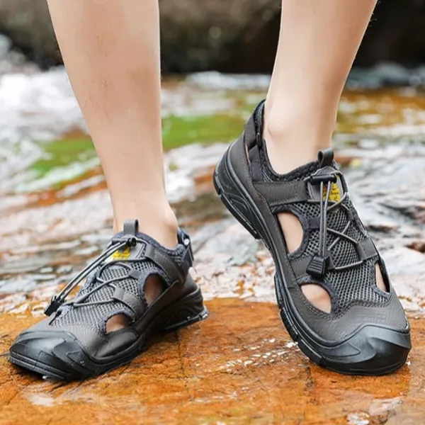 Mesh Lace-Up Casual Sandals for Men - Comfortable & Stylish for Everyday & Outdo