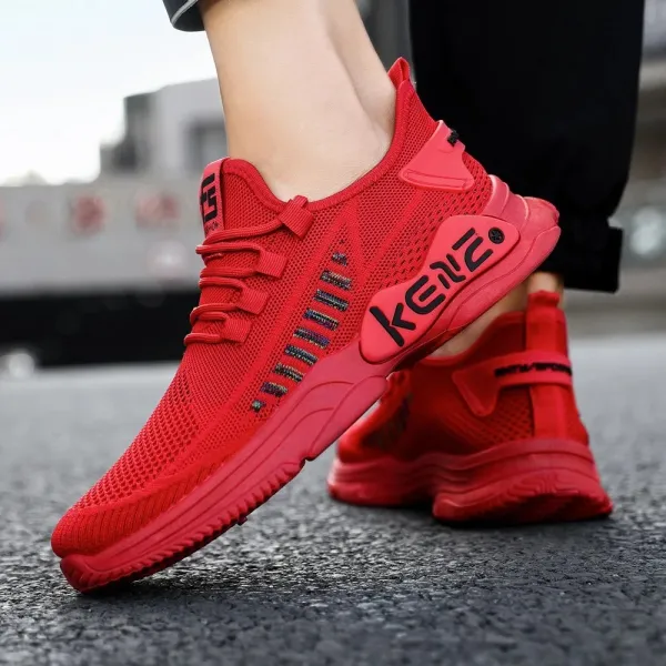 Breathable Mesh Detail Lace-Up Front Soft Sole Lightweight Men Outdoor Sports We