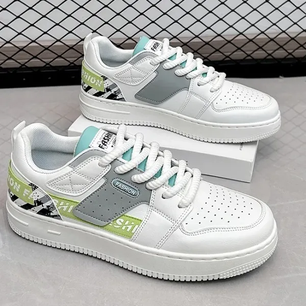 Multi Tone Design Breathable Men Fashion Skate Sneakers Lace Up Round Toe Soft S