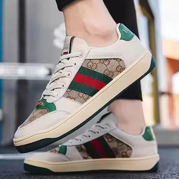 Premium Design Letters Pattern Men Sneakers Lace Up Round Toe Fashionable Party