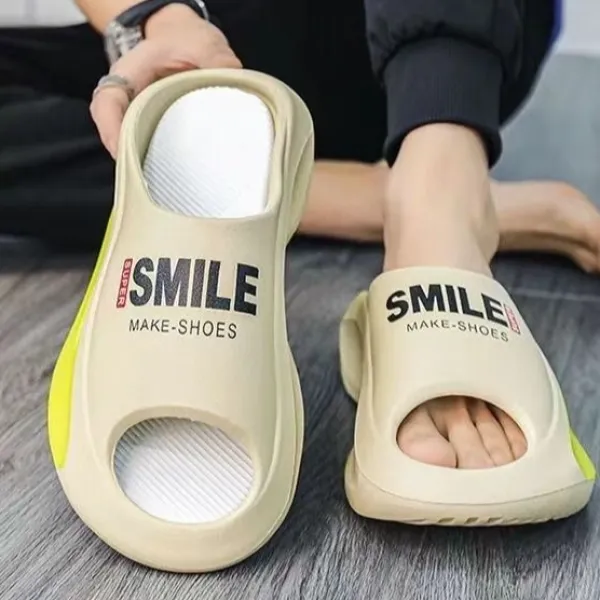 Men's Letters Print Slides - Non Slip Sole - Indoor Slippers