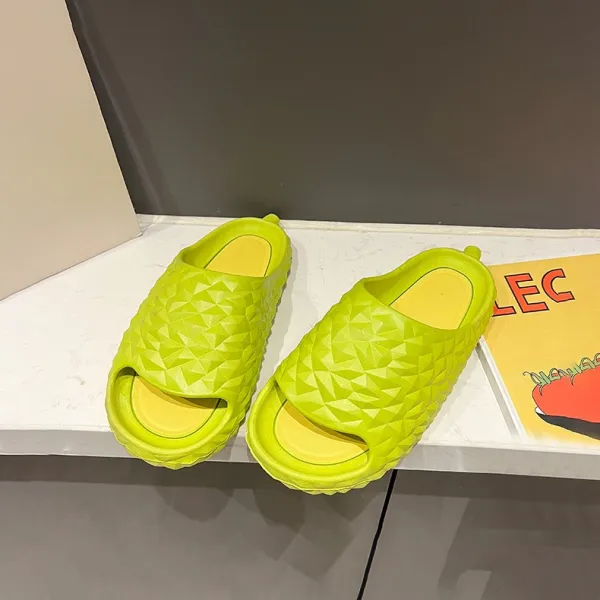Yellow PVC Slides with Puffer Design - Lightweight & Comfy Men's Slippers