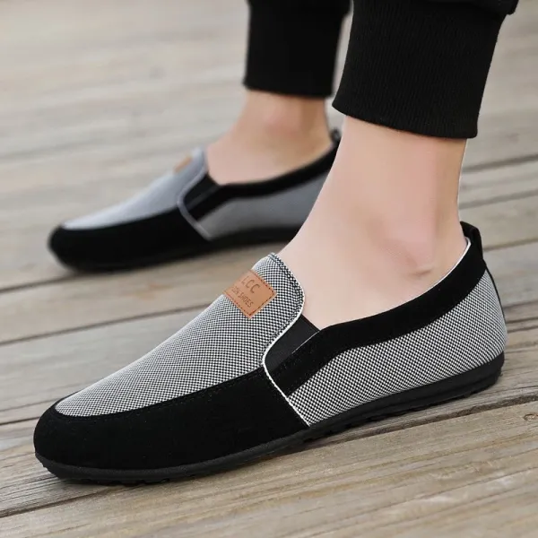 Luxury Men's Formal Shoes Slip-On Fashionable Moccasins Black Rubber Sole Loafer