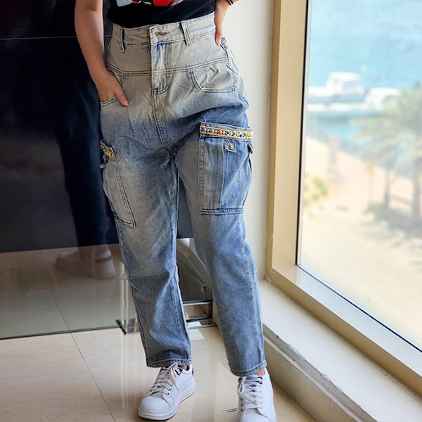 Denim Cargo Pants - Blue Shades Stylish & Chic