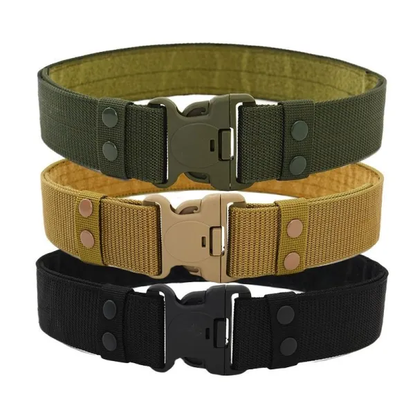Green Canvas Tactical Belt - Adjustable & Heavy-Duty for Hunting Hiking and Trav