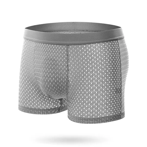 Soft Fabric Mesh Breathable Plain Color Undergarments Boxer Brief Men Underwear