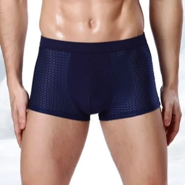 Soft Fabric Mesh Breathable Plain Color Boxer Brief Underwear For Men