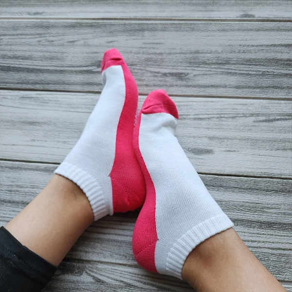 Comfy Low Cut Socks with Trendy Dual Tone Letters Print - Pink White Shades Elas