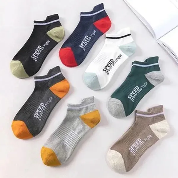 5 Pairs Multi Tone Letters Pattern Breathable Men Fashion Summer Wear Casual Ank