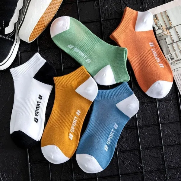 Colorful Design Men Low Cut Sports Wear Socks Soft Elastic Fabric No Show 5 Pair