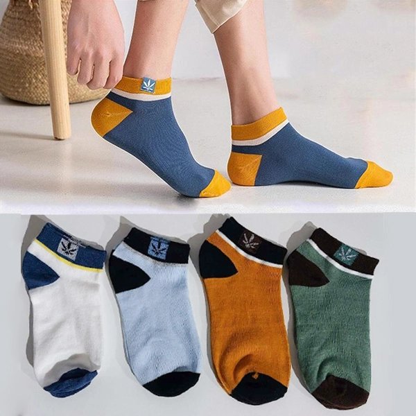 Multi Color Stripes Pattern 5 Pairs Men Fashion Ankle Socks Breathable Thin Fabr