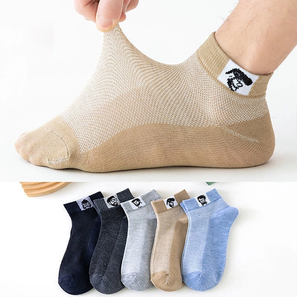 Multi Color Figure Graphic Men Casual Socks Set Breathable Soft Fabric 5 Pairs A