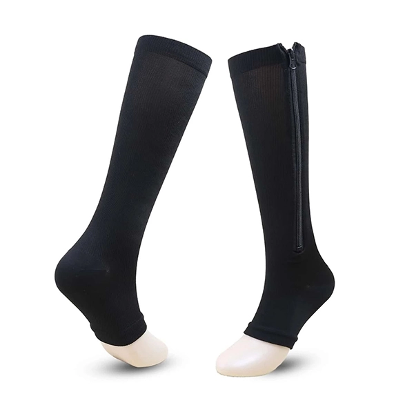 Fashionable Stretch Leg Support Zip Compression Open Toe Sports Unisex Single Pa