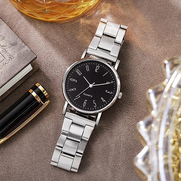 Men's Stainless Steel Analog Watch - Elegant Business Timepiece for Office and F