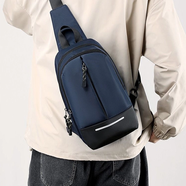 Blue Waterproof Crossbody Backpack for Men Multi Pockets