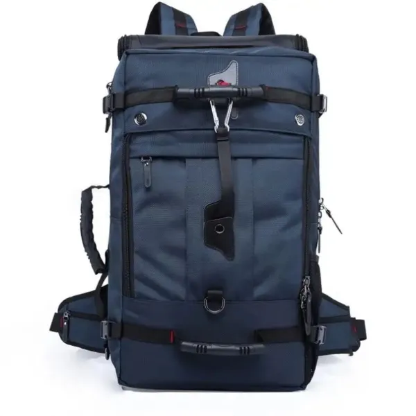 Blue Canvas Travel Backpack - Waterproof Large Capacity Premium Quality Adjustab