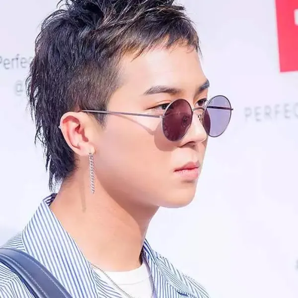 Stylish Purple Round Sunglasses Men's Metal Frame Shades