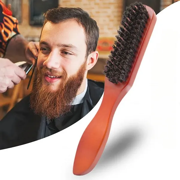Long Handle Boar Bristle Cleaning Brush Hairdressing Men Beard Anti Static Barbe